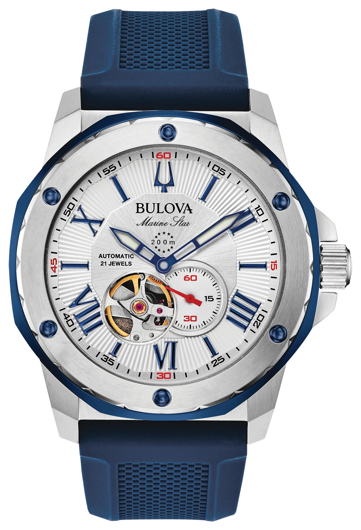 Bulova Marine Star White Dial Blue Strap Watch | Bulova